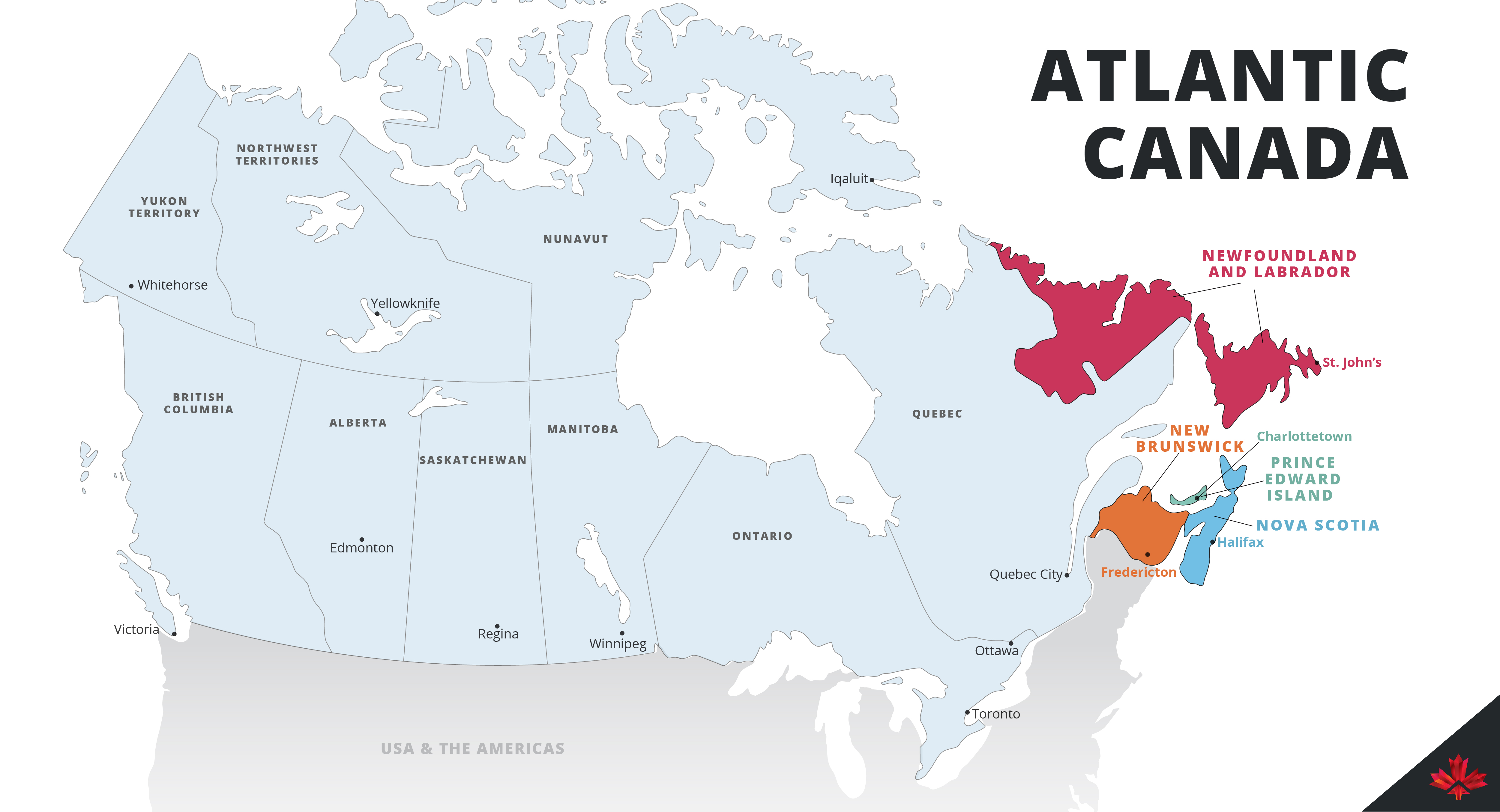 Направление канады. Atlantic Canada карта. Atlantic Provinces of Canada. Атлантическая Канада на карте. Атлантические провинции Канады на карте.