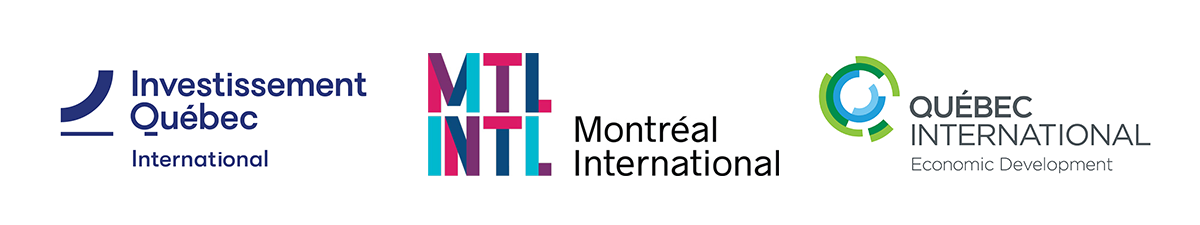 Logos from Investissement Québec International, Montréal International and Québec International.